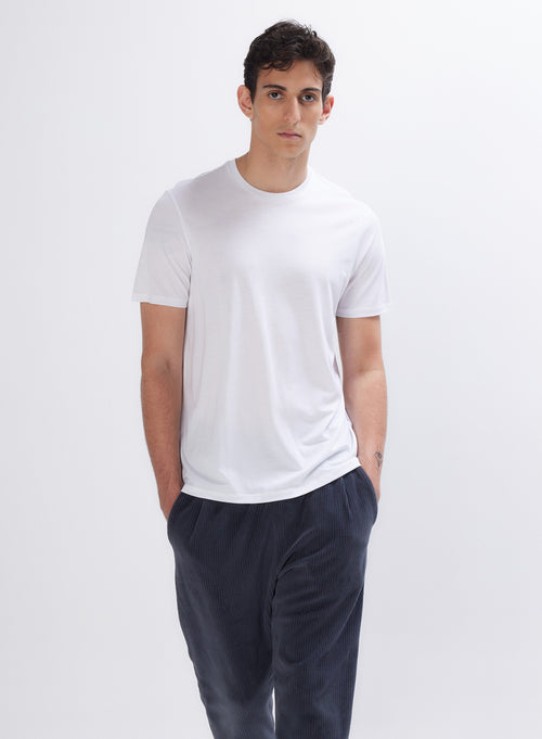 "Lyocell / Organic Cotton Short Sleeve Round Neck T-Shirt" - MAJESTIC FILATURES