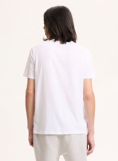 White Crew Neck T-shirt in Lyocell - MAJESTIC FILATURES