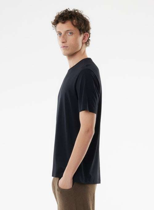 Tee shirt Noir Manches Courtes Col Rond en Lyocell, Tencel / Coton organique - MAJESTIC FILATURES