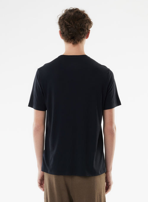 "Lyocell / Organic Cotton Short Sleeve Round Neck T-Shirt" - MAJESTIC FILATURES