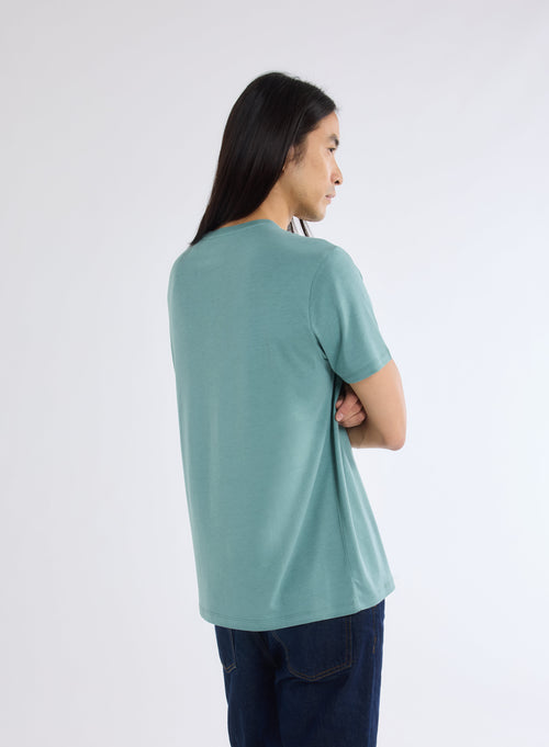 T-shirt Vert Manches Courtes Col Rond en Lyocell, Tencel et Coton - MAJESTIC FILATURES