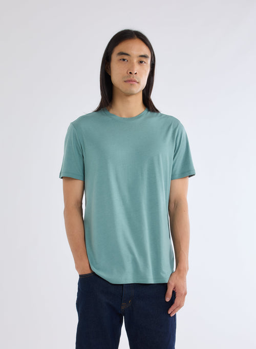 Tee shirt Vert Manches Courtes Col Rond en Lyocel, Tencel / Coton organique - MAJESTIC FILATURES