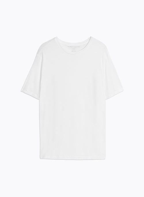 T-shirt Blanc Manches Courtes Col Rond en Lyocell, Tencel et Coton - MAJESTIC FILATURES