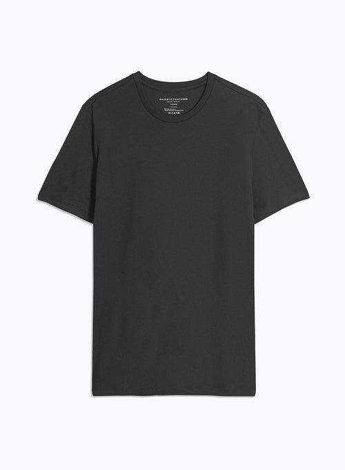 "Lyocell / Organic Cotton Short Sleeve Round Neck T-Shirt" - MAJESTIC FILATURES