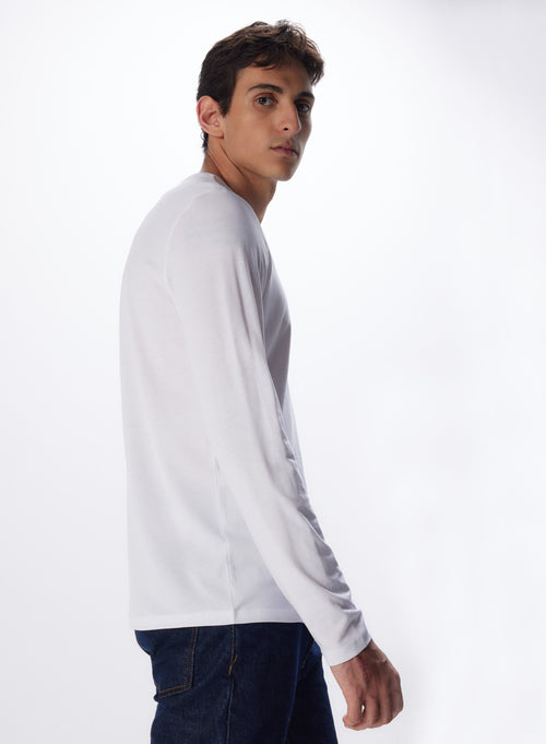 "Lyocell / Organic Cotton Long Sleeve Round Neck T-Shirt" - MAJESTIC FILATURES