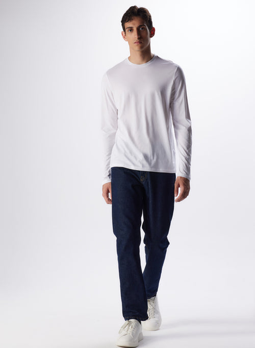 "Lyocell / Organic Cotton Long Sleeve Round Neck T-Shirt" - MAJESTIC FILATURES