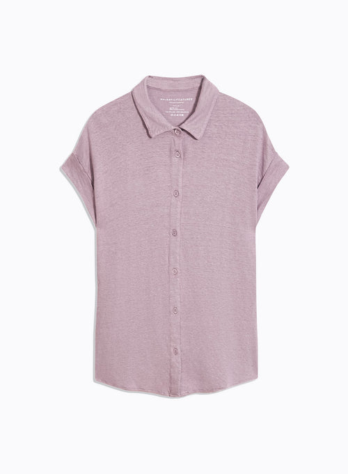 Chemise Violette Manches Courtes - MAJESTIC FILATURES