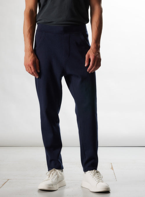 Pantalon Marine en Coton / Laine Merinos / Cachemire - MAJESTIC FILATURES