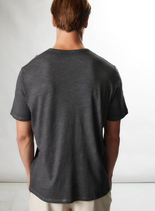 "Cotton / Cashmere Short Sleeve Round Neck T-Shirt" - MAJESTIC FILATURES