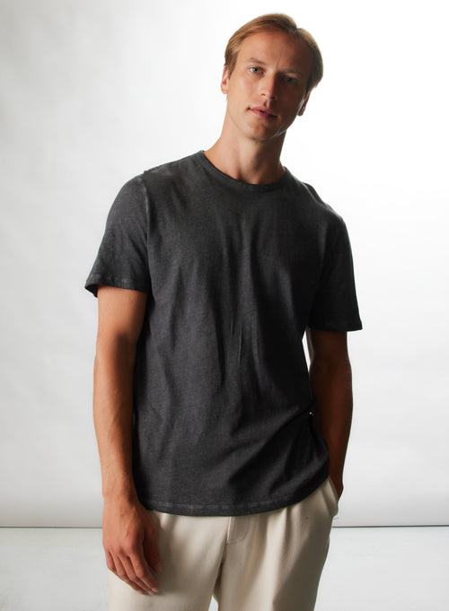 "Cotton / Cashmere Short Sleeve Round Neck T-Shirt" - MAJESTIC FILATURES