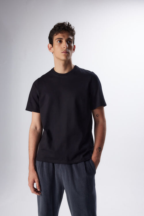 "Organic Cotton Short Sleeve Round Neck T-Shirt" - MAJESTIC FILATURES