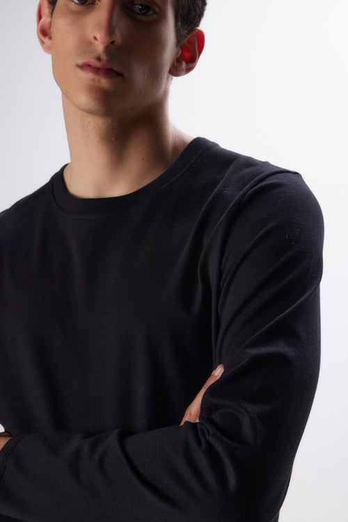 "Organic Cotton Long Sleeve Round Neck T-Shirt" - MAJESTIC FILATURES