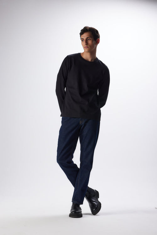 "Organic Cotton Long Sleeve Round Neck T-Shirt" - MAJESTIC FILATURES