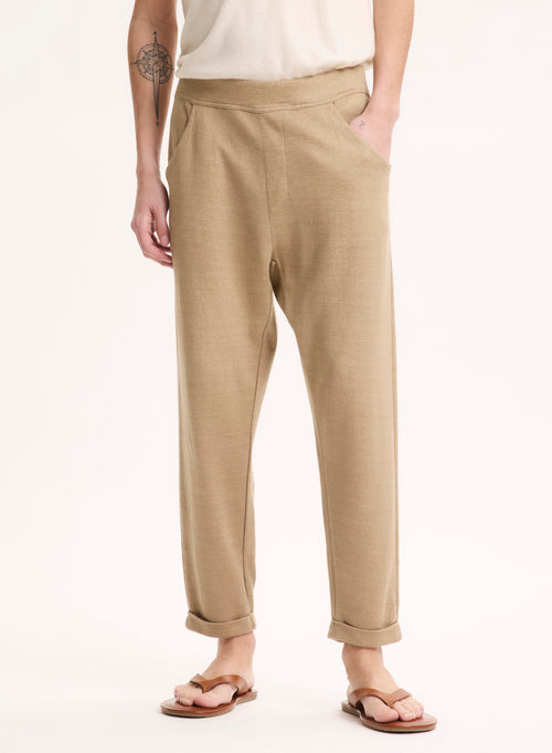 Beige Linen / Organic Cotton Pants - MAJESTIC FILATURES