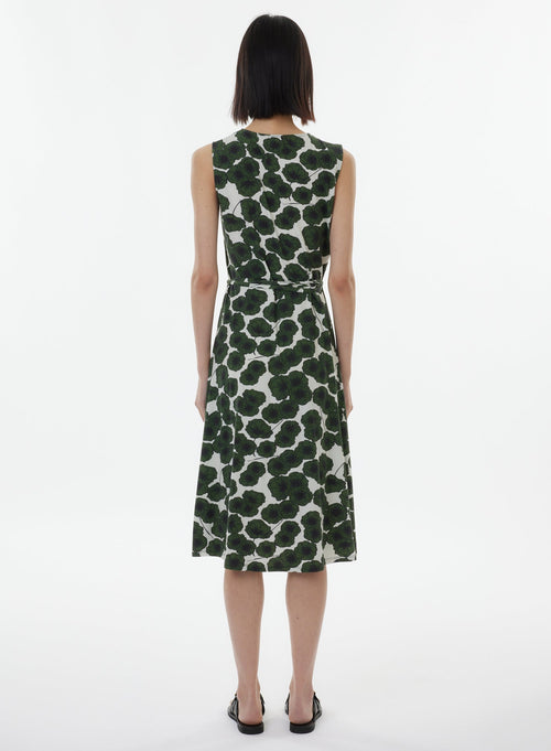 Robe Verte Sans Manches Col V - MAJESTIC FILATURES