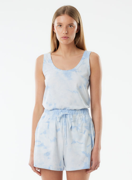 Shorts Bleu en Coton organique / Elasthanne - MAJESTIC FILATURES