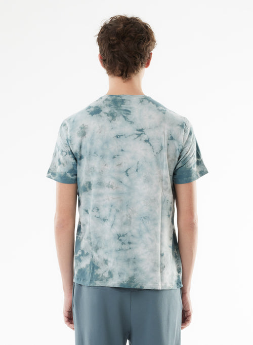 Tee shirt Bleu Manches Courtes Col Rond en Coton organique / Elasthanne - MAJESTIC FILATURES