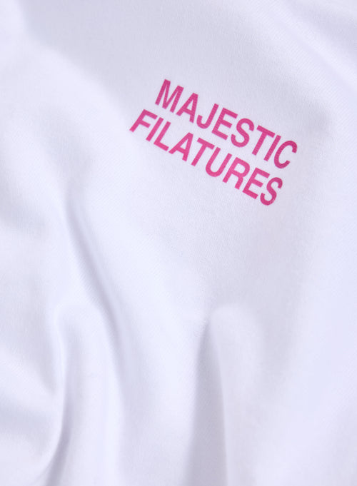 T-shirt Blanc Col Rond Manches Courtes Octobre Rose - MAJESTIC FILATURES