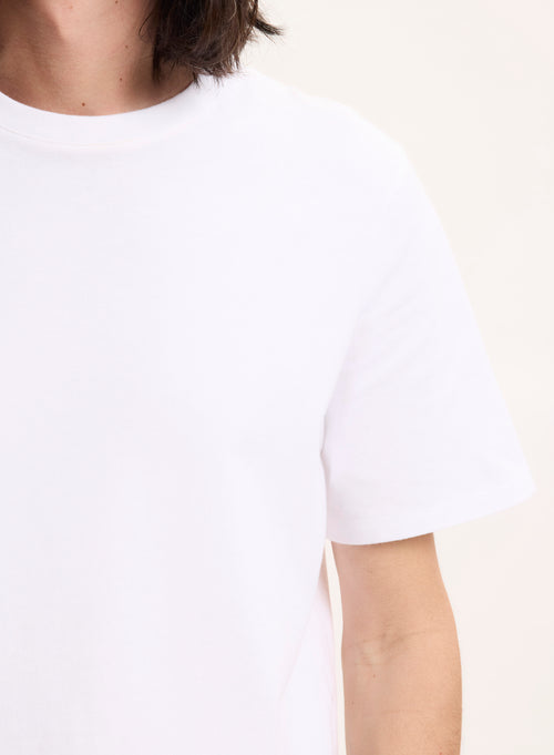 White Short Sleeve Crew Neck T-Shirt in Organic Cotton - MAJESTIC FILATURES