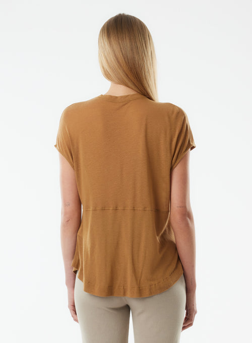 "Mao collar t-shirt in in Lyocell, Tencel / Linen" - MAJESTIC FILATURES