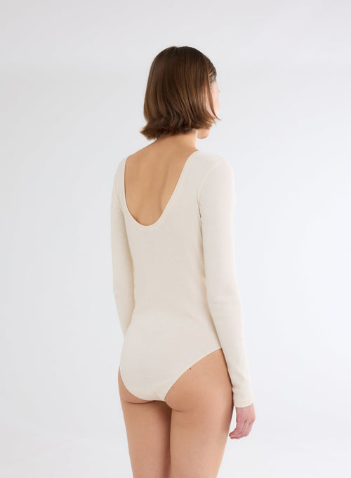 Body Blanc Col U Manches Longues en Coton organique - MAJESTIC FILATURES