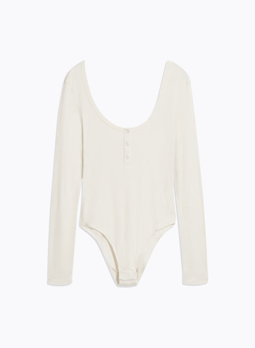 Body Blanc Col U Manches Longues en Coton organique - MAJESTIC FILATURES