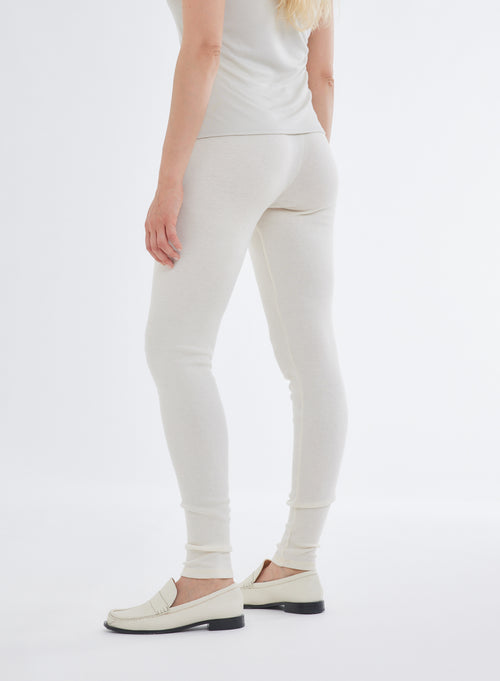 Ecru Ribbed Legging with Organic Cotton Buttons - MAJESTIC FILATURES