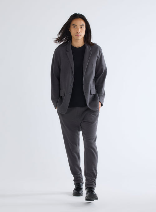 Veste Blazer Anthracite Manches Longues en Coton et Cachemire - MAJESTIC FILATURES