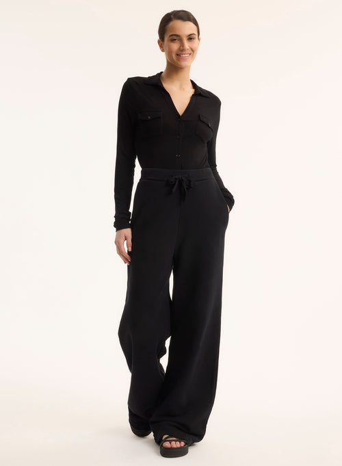 Pantalon Noir en Coton organique - MAJESTIC FILATURES