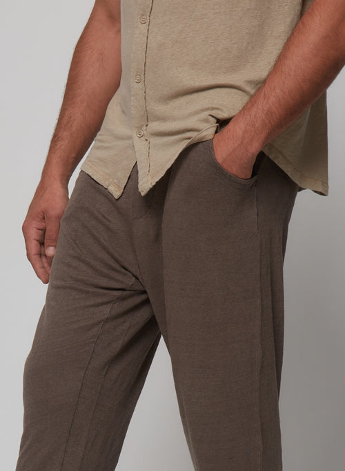 Pantalon Militaire en Lin / Elasthanne - MAJESTIC FILATURES