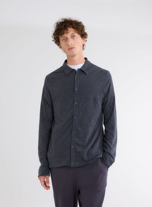 Chemise Gris Manches Longues - MAJESTIC FILATURES