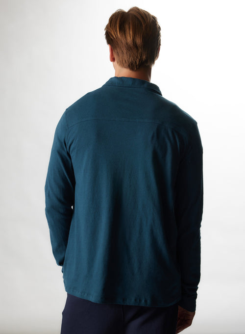 "Cotton / Cashmere Long Sleeve Polo" - MAJESTIC FILATURES