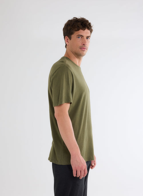 Tee shirt Vert Col Rond Manches Courtes - MAJESTIC FILATURES