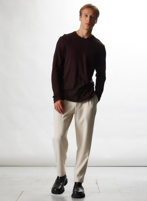 "Cotton / Cashmere Long Sleeve Round Neck T-Shirt" - MAJESTIC FILATURES