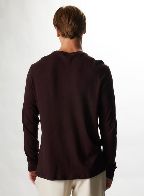 "Cotton / Cashmere Long Sleeve Round Neck T-Shirt" - MAJESTIC FILATURES