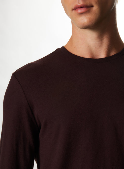 "Cotton / Cashmere Long Sleeve Round Neck T-Shirt" - MAJESTIC FILATURES