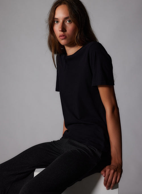 "Polly short-sleeved round neck T-shirt in Silk Touch Cotton" - MAJESTIC FILATURES