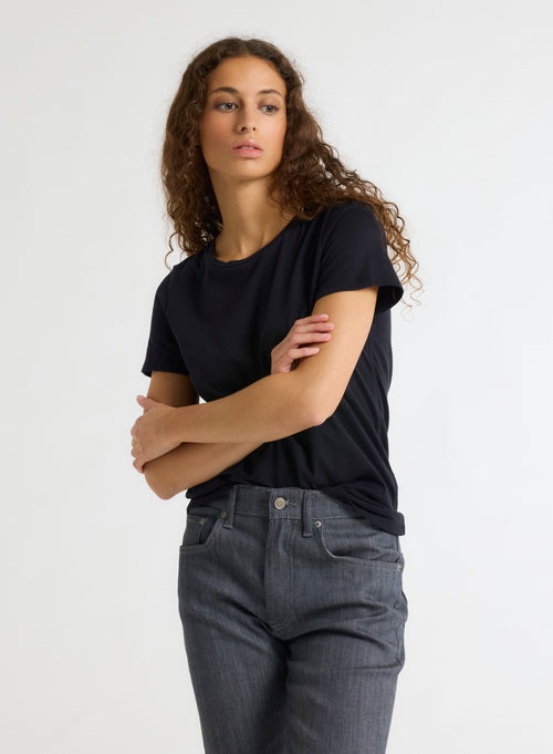 Polly short-sleeved round neck T-shirt in Silk Touch Cotton - MAJESTIC FILATURES