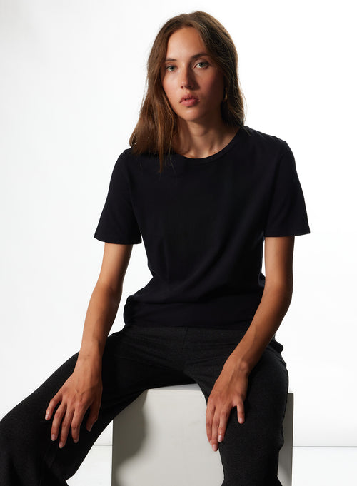 "Polly short-sleeved round neck T-shirt in Silk Touch Cotton" - MAJESTIC FILATURES