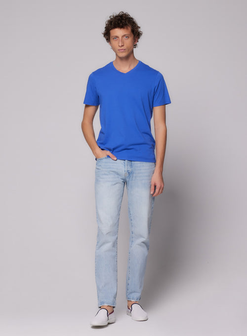 "Short-sleeved V-neck T-shirt in Cotton" - MAJESTIC FILATURES