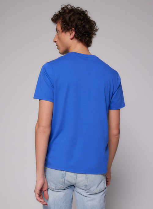 "Short-sleeved V-neck T-shirt in Cotton" - MAJESTIC FILATURES