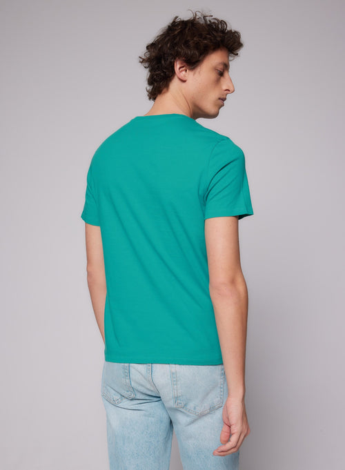 "Short-sleeved V-neck T-shirt in Cotton" - MAJESTIC FILATURES