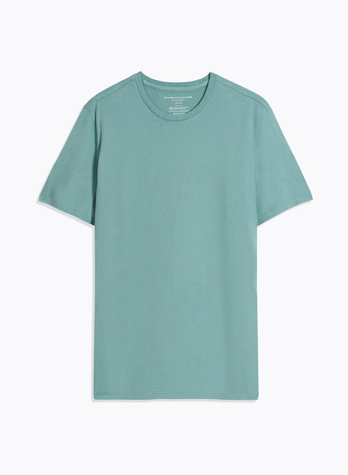 Turquoise Organic Cotton Short Sleeve Crew Neck T-Shirt - MAJESTIC FILATURES