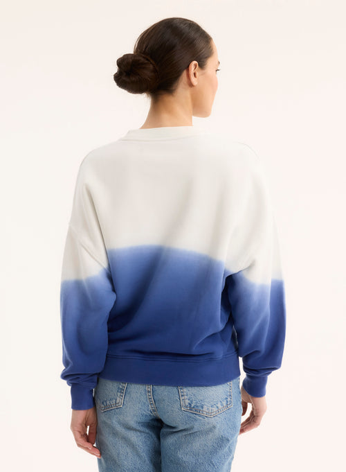 Blue Long Sleeve Crew Neck Sweat Top in Organic Cotton - MAJESTIC FILATURES