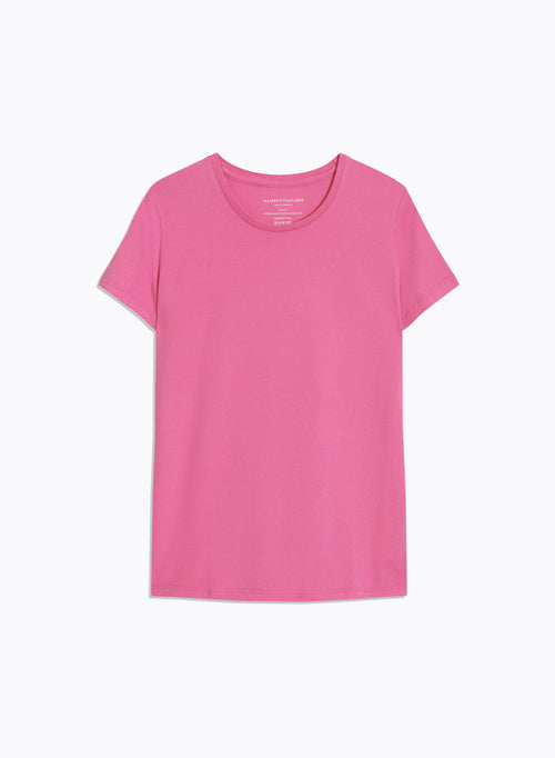 Tee shirt Rose Col Rond Manches Courtes - MAJESTIC FILATURES