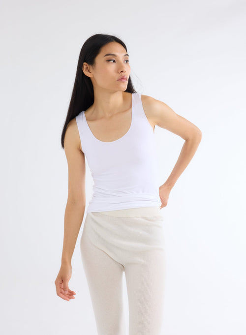 "Abby Viscose / Elastane U-Neck Tank Top with bourdon stitch" - MAJESTIC FILATURES