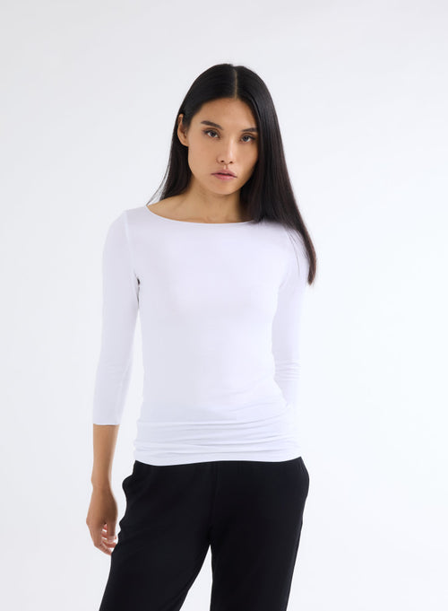 "Adèle Vicose / Elastane Boat Neck T-shirt" - MAJESTIC FILATURES