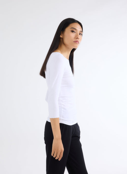 "Adèle Vicose / Elastane Boat Neck T-shirt" - MAJESTIC FILATURES