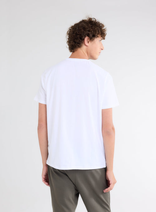 T-shirt Blanc Harold col rond manches courtes en Coton / Élasthanne - MAJESTIC FILATURES