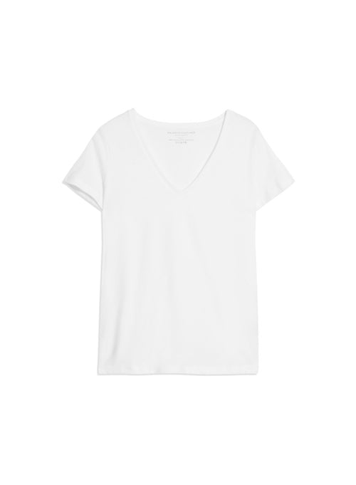 T-shirt Blanc Julia col V Manches Courtes en Deluxe Coton - MAJESTIC FILATURES